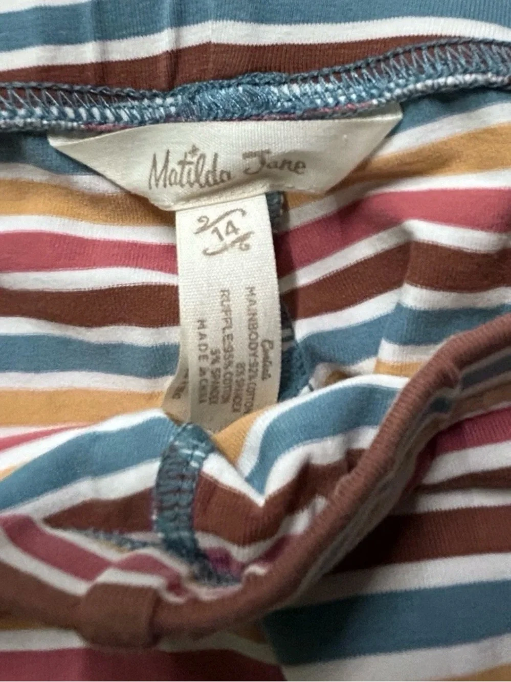 Girls Matilda Jane Striped Leggings Ruffled Bottom Size 14
